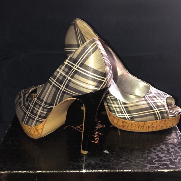 Baby Phat Shoes - Baby Phat Platform Plaid Cork Heels.